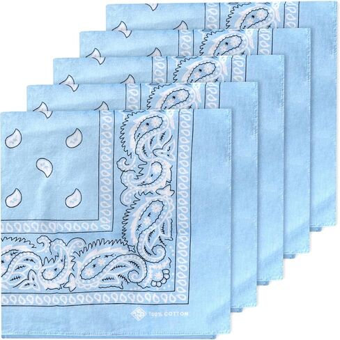 ZENO 100% Cotton & Natural Fibers Bandana Scarf - Soft, Durable, Machine Washable – Unisex for Men & Women - 5 Pack in Saudi Arabia