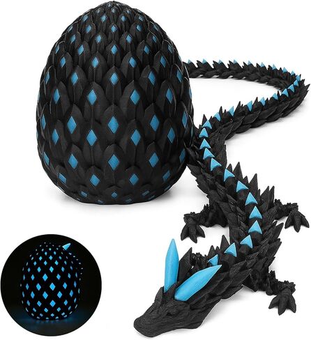 3D Printed Dragon Eggs with Dragon Inside 11.8in Cherry Blossom Dragon with Articulated Crystal Design Easter Egg Fidget Toy Realistic Dragon Desk Décor and Collectible in Kuwait