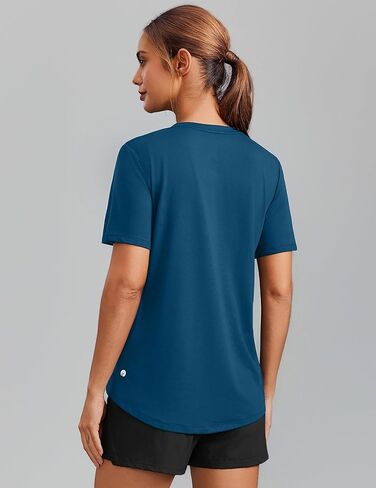 PINSPARK Soft Workout Tops for Women Short Sleeve V Neck Moisture Wicking UPF 50+ Sun Protection Quick Dry Gym Shirts in Saudi Arabia