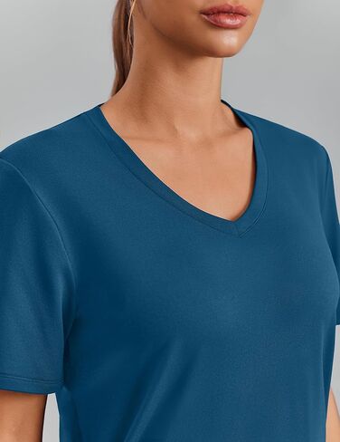 PINSPARK Soft Workout Tops for Women Short Sleeve V Neck Moisture Wicking UPF 50+ Sun Protection Quick Dry Gym Shirts in Saudi Arabia