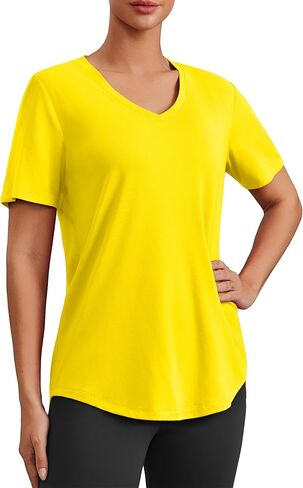 PINSPARK Soft Workout Tops for Women Short Sleeve V Neck Moisture Wicking UPF 50+ Sun Protection Quick Dry Gym Shirts in Saudi Arabia