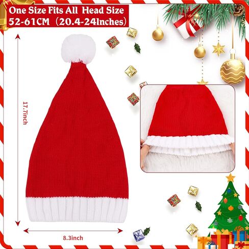 CCINEE Christmas Knitted Santa Hats, Red Christmas Beanies with Pom Xmas Party Hats for Adults Women Men Winter Holiday Party Decoration in Saudi Arabia