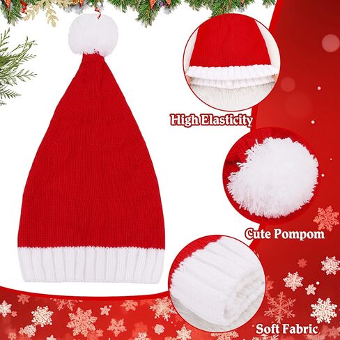 CCINEE Christmas Knitted Santa Hats, Red Christmas Beanies with Pom Xmas Party Hats for Adults Women Men Winter Holiday Party Decoration in Saudi Arabia