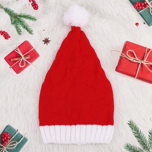 CCINEE Christmas Knitted Santa Hats, Red Christmas Beanies with Pom Xmas Party Hats for Adults Women Men Winter Holiday Party Decoration in Saudi Arabia
