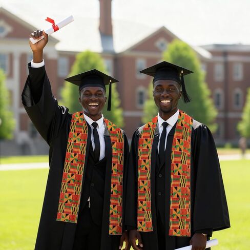 African Hat for Men – Kente Print Kufi Hat and Stole Scarf Set, Dashiki Inspired Kente Cloth Accessories for Black History Month in Saudi Arabia