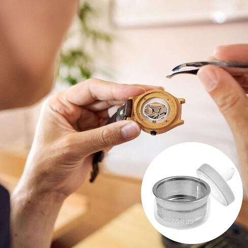 Watch Oil Parts Washing Jar 7cm x 3.5cm Watch Repair Cleaner Tool with Stainless Steel Mesh Strainer, Glass Cleaning Container for Maintenance & Modification, Lid Easy to Maintain in Kuwait