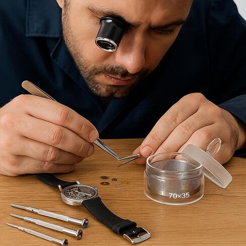 Watch Oil Parts Washing Jar 7cm x 3.5cm Watch Repair Cleaner Tool with Stainless Steel Mesh Strainer, Glass Cleaning Container for Maintenance & Modification, Lid Easy to Maintain in Kuwait