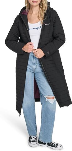 Champion womens Lightweight Long Hooded Puffer in Saudi Arabia