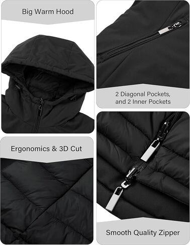 Bellivera Women Puffer Jacket Reversible Spring and Winter Fashion Warm Quilted Long Hooded Padded Bubble Coat in Saudi Arabia