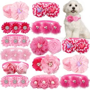 Valentine's Puppy Dog Bowtie Flower Combination 10pcs/Pack Dog Bows Necktie Styles Red Rose Pink Dog Accessories