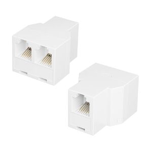 Awishwell Phone Line Splitter for Landline, 2 Pack RJ12 6P6C Plug with 3Female Phone Jack Splitter 1 in 2 Out, Two Way Telephone Line Splitter, Phone Line Connector, Black