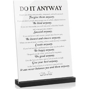 Large Table Decor Do It Anyway - Mother Teresa Quotes - Inspirational Desk Decor for Office Women, Motivational Gifts for Graduates, Therapist Office Decor in Kuwait