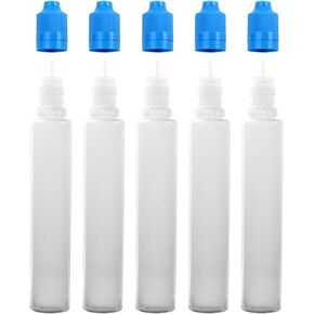30ml PE Unicorn Pen Plastic Bottle with Child Resistant Tamper Evident Cap (5 Pack) Multicolor, Black Blue Green Red White