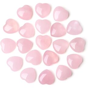 NUKAYAI 20PCS Heart Crystals Healing Stones Love Shaped Polished Natural Cute Pocket Thumb Reiki Natural Rose Quartz Pocket Amethyst Hearts Palm Stone Balancing Meditation Wholesale Set Mothers Gifts