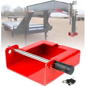 Aupar Patent-Designed Gooseneck Trailer Lock | Secure Your Trailer with Two Lock Positions | Fits Most 7-Inch Bottom Plate Couplers | Red