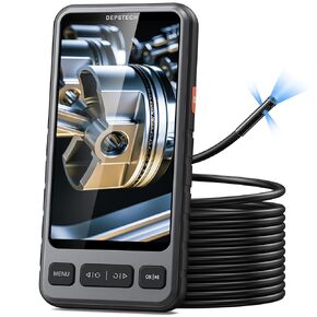 Triple Lens Borescope, DEPSTECH 5" IPS Screen Endoscope Camera with Light, Split Screen View, 1080P HD Sewer Inspection Camera with Carrying Case, 16.5FT Plumbing Snake Camera for Home, Automotive
