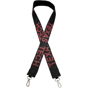 Lashicorn Beaded Purse Strap Texas Black & Red College Game Day Clear Handbag Replacement Strap Stadium Football University 49 x1.75" State University Gold Hardware Clips