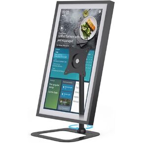 Almoz Swivel and Tilt Stand for Echo Show 15, Metal Show 15 Mount with Stable Big Base, Raise Up to 10" from Desk, Easy to Assemble and Change Horizontal-Vertical Mode