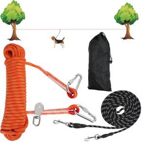 كابل ربط الكلاب من ASOCEA للتخييم، نظام عربة علوية عاكسة محمولة بطول 50 قدم، كابل للكلاب مع مشبك قابل للتدوير، مقود طويل للكلاب للتخييم في الفناء in Kuwait