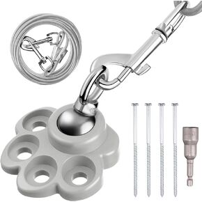 Shinylin 360° Swivel Dog Tie Out Cable and Stake Stainless Steel Heavy Dog Stake 1200 Lbs of Pull Force, Rust Proof No Tangle Holds for Yard Outdoor Camping, Contains Screws (Red)