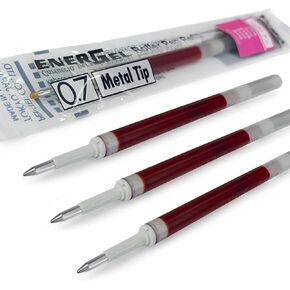 4 x PENTEL Energel 0.7mm Refill Metal Tip LR7 - Fits Energel Xm, BL77/BL57/BL37 - Pink