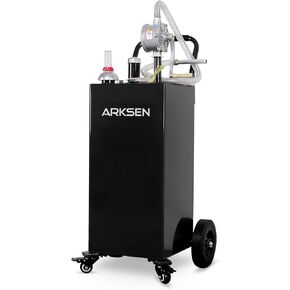 Arksen 35 Gallon Portable Gas Caddy Fuel Storage Tank Large Gasoline Diesel Can Hand Siphon Pump Rolling Flat-Free Solid Rubber Wheels Boat ATV Car Motorcycle in Kuwait