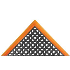 NoTrax 549S2840OB 549 Safety Stance 28" x 40" 4-Sided Black/Orange Safety Anti-Fatigue Drainage Mat