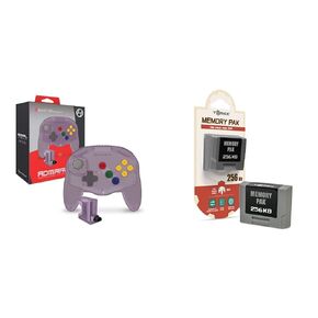 وحدة تحكم Hyperkin Admiral Premium BT لجهاز N64/Nintendo Switch/Lite/PC/Mac/Android (أرجواني جمشت) + بطاقة ذاكرة Tomee 256KB لجهاز N64
