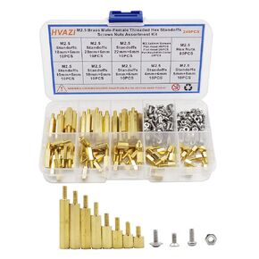 M4 Brass Male-Female Threaded Hex standoffs spacers (6mm+6mm to 25mm+6mm)/Stainless Steel Screws/Nuts/Flat washers Assortment kit