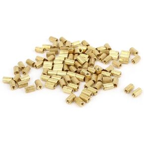 uxcell 100 Pcs Female Threaded Brass Standoff Spacer Gold Tone M2x5mm