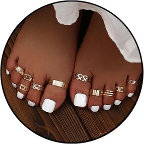 INENIMARTJ Boho Gold Toe Rings Set for Women Gold Stacking Toe Rings Adjustable Open Butterfly Stars Toe Ring Set Summer Beach Toe Ring for Women Girls