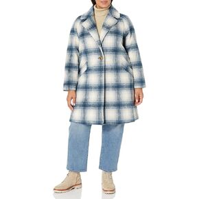 EVANS Women's Plus Size Coat Crombie Check