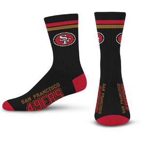 FBF - Official NFL 2 Stripe Crew Socks For Men and Women Game Day Apparel - San Francisco 49ers