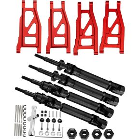hopsupRC Stainless Steel Rear Drive Shaft CVD & Front Rear Suspension A Arm Upgrades Part for 1/10 Rustler/Stampede/Slash/Hoss 4x4 VXL,4PCS Rear Front Driveshaft (Upgrades More Power) Red in Saudi Arabia