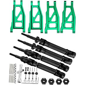 hopsupRC Stainless Steel Rear Drive Shaft CVD & Front Rear Suspension A Arm Upgrades Part for 1/10 Rustler/Stampede/Slash/Hoss 4x4 VXL,4PCS Rear Front Driveshaft (Upgrades More Power) Red