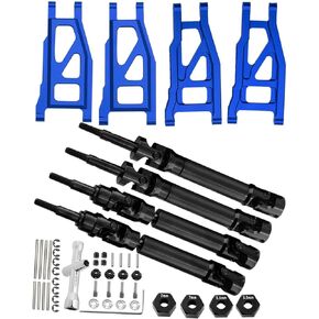 hopsupRC Stainless Steel Rear Drive Shaft CVD & Front Rear Suspension A Arm Upgrades Part for 1/10 Rustler/Stampede/Slash/Hoss 4x4 VXL,4PCS Rear Front Driveshaft (Upgrades More Power) Red