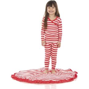 KicKee Pants Print Long Sleeve Pajama Set, Kimono with Scallop Edge, Baby to Kid Super Soft Sleepwear