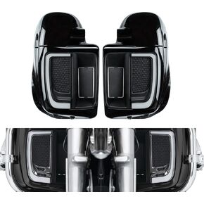 HCmotorku Motorcycle Lower Vented Leg Fairings Glove Box with LED Fairing Lower Grills Light Fit for Harley Touring Street Glide Road Glide Electra Glide 2014-2023 Vivid Black
