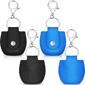 Weewooday Dog Tag Holder 2 Pieces Pesilencer Quiet Spot T Dog Tag Bag with Ring for Dogs Cats Pets(Solid Color Pattern)