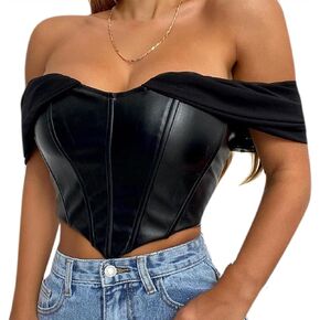 المرأة مثير بو الجلود مشد المحاصيل الأعلى معطلة الكتف القمم القوطية بوستير بروتيل تانك الأعلى in Kuwait