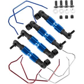RC Front Rear Wide Sway Bar Kit Upgrades Part for 1/10 Slash Rustler,Stampede,Rally 4x4 4WD RC Car,Alloy Aluminum Front & Rear Wide Sway Bar Kit Hops Up