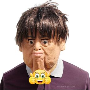 BRAVER LEMON Funny Double Chin Latex Mask, Halloween Role-Playing Makeup Ball Costume Prop Mask,creepy masks adults realistic