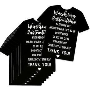 200 Pieces T Shirt Washing Instructions Cards Shirt Cleaning Care Instructions Card Customer Direction Card Small Business (White,Classic Style)