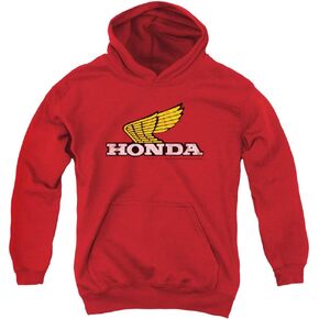 Trevco Honda Yellow Wing Logo Unisex Youth Pull-Over Hoodie for Boys and Girls