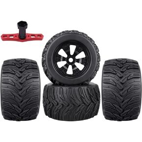 4 قطع من إطارات وعجلات الشاحنات GoHobby الملصقة مسبقًا 1/8 - سداسي 17 مم - متوافقة مع Traxxas Maxx وT-maxx وE-Revo وArrma Kraton وRedcat Kaiju وJLB Cheetah والمزيد
