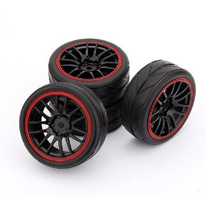 4PCS RC Racing Rubber Tires,Fit HSP HPI 9068-6081 1/10 Car On Road Wheel Rim
