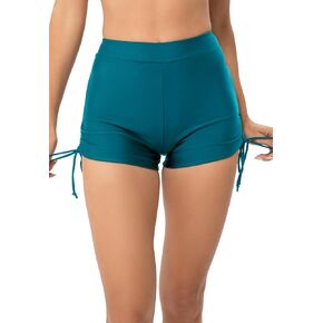 BONIEE Womens Women's High Waisted Swim Shorts Tummy Control Board Boy Shorts Adjustable Side Tie Bathing Suit Bikini Bottom