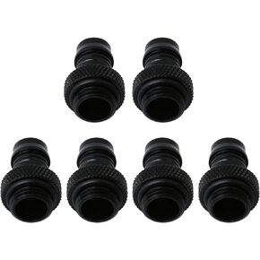 RDEXP Black Copper Fittings G1/4 Thread Soft Tube Barb Connector for Computer Water Cooling Part Set of 6