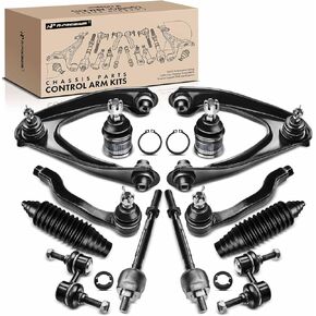 A-Premium Set of 12, Front Upper Control Arm, Sway Bar Link, Lower Ball Joint, Inner Outer Tie Rod End, Rack and Pinion Boots, Compatible with Honda CR-V CRV 1997 1998 1999 2000 2001, L4 2.0L