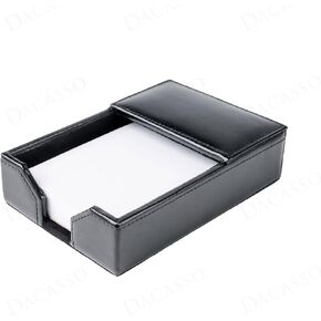 Dacasso Black Bonded Leather 4" x 6" Memo/Note Holder for Desktop or Boardroom - Executive Decor & Office Organization Essential